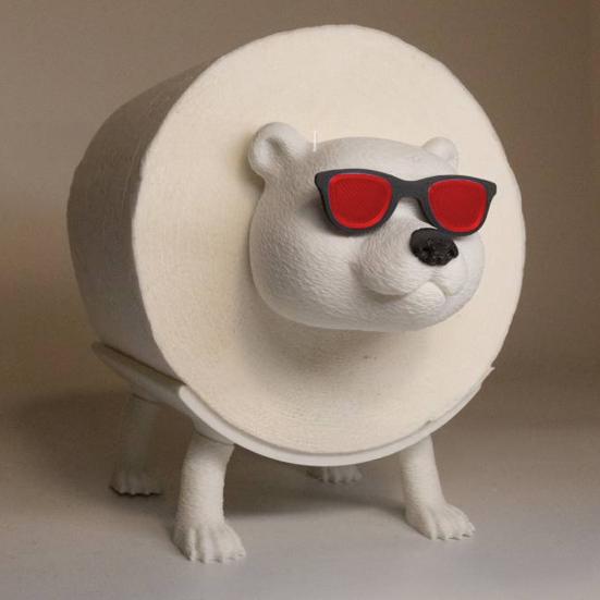 Toilet Paper Holder Tissue Rack Polar Bear Shape Reusable Handcrafted