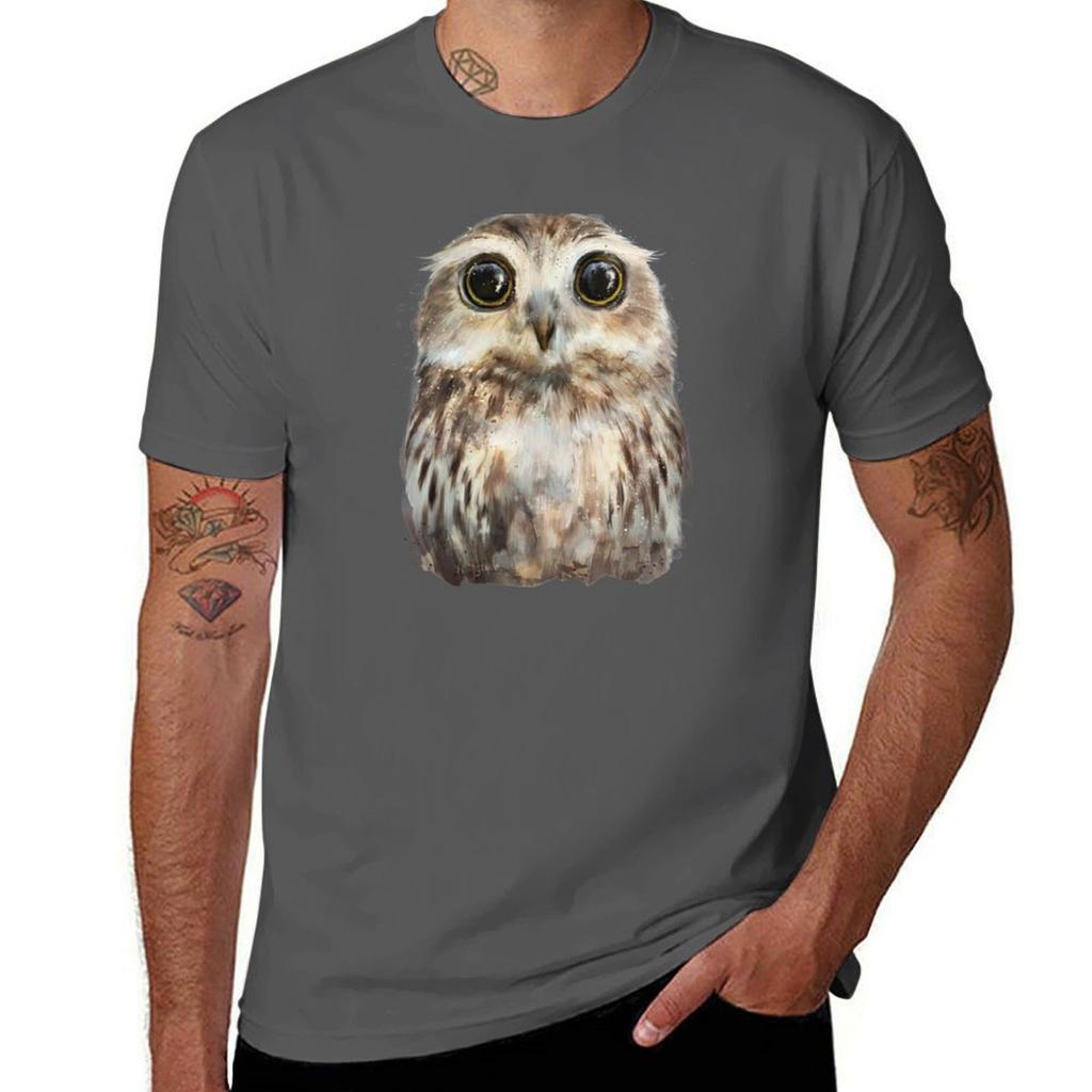 Little Owl Tshirt T Shirts For Man Slim Fit T Shirt Man Casual Tshirt