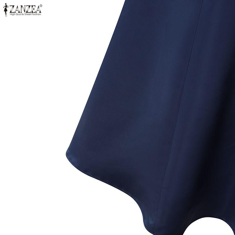 ZANZEA Rochie Elegantă Casual pentru Femei cu Gât în V, Umeri Goali și Mâneci Scurte