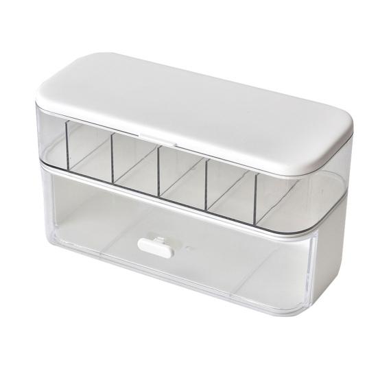 Stackable Cable Organizer Storage Box Double-Layer Plastic Storage Case with Lid Wire Management Box with Drawer for Cords Chargers Jewelry Hair Ties