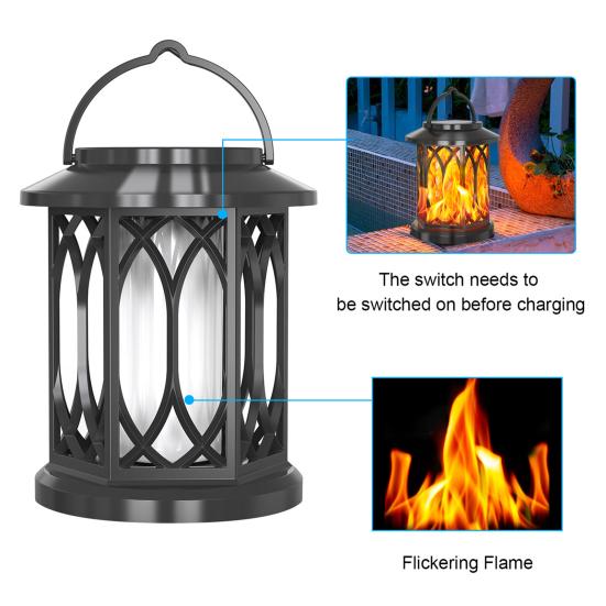 LED Solar Lamp Flickering Flame Solar Soft Glow Waterproof Lantern Auto On/Off Decorative Hanging Lantern Garden Decoration