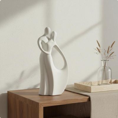 Abstrakte Paarskulptur Nordischer Stil Umarmungsstatue Minimalistische Ästhetik Liebende