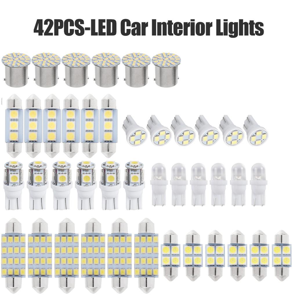 42 STÜCK LED Auto Glühbirne Innenraumlicht T10 6000K SMD Ersatzglühbirnen für Zubehör Xenon Weiß Kennzeichenbeleuchtung