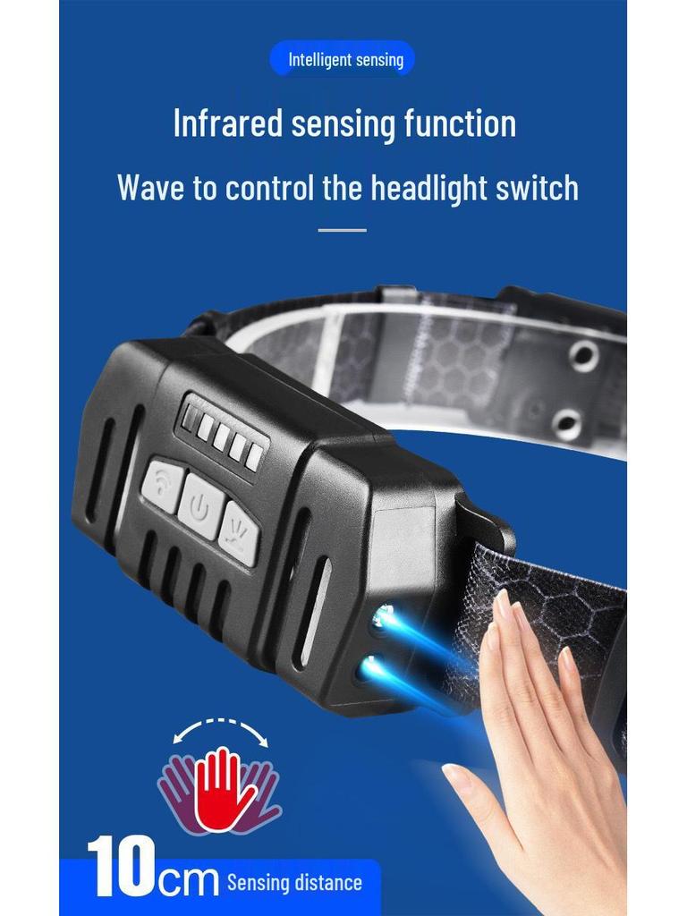 USB Rechargeable Dual Light Source Waterproof Headlamp for Night Fishing