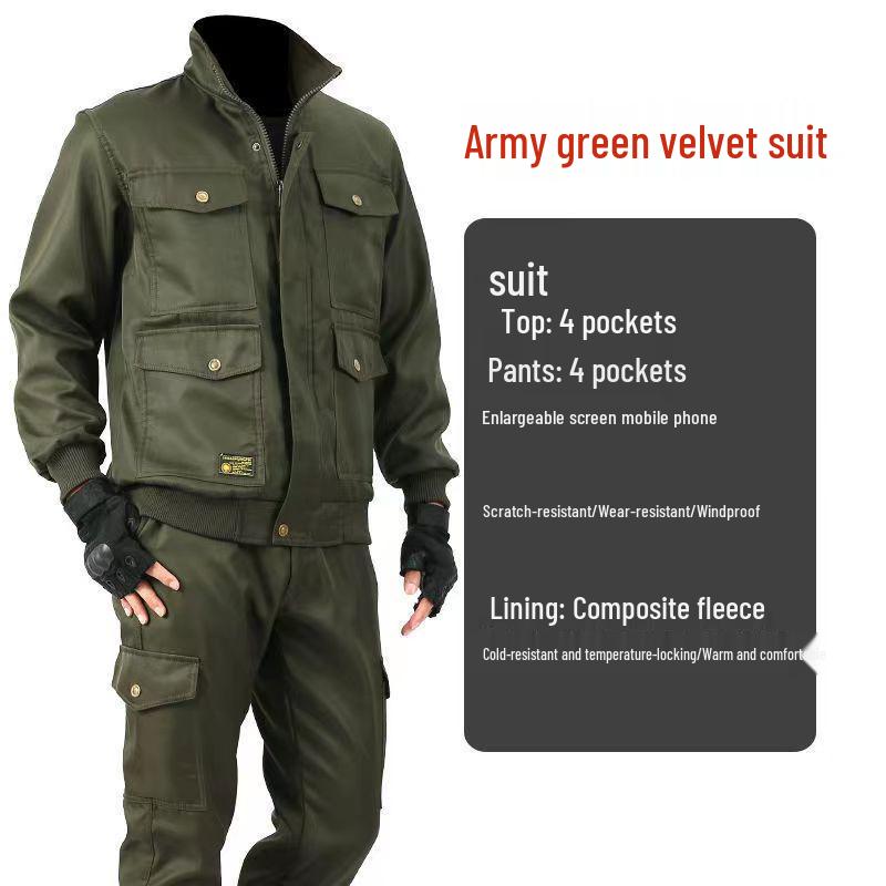 Herren Fleecegefüttertes Arbeitskleidungsset: Warm, winddicht und strapazierfähig für Bauarbeiter im Herbst und Winter