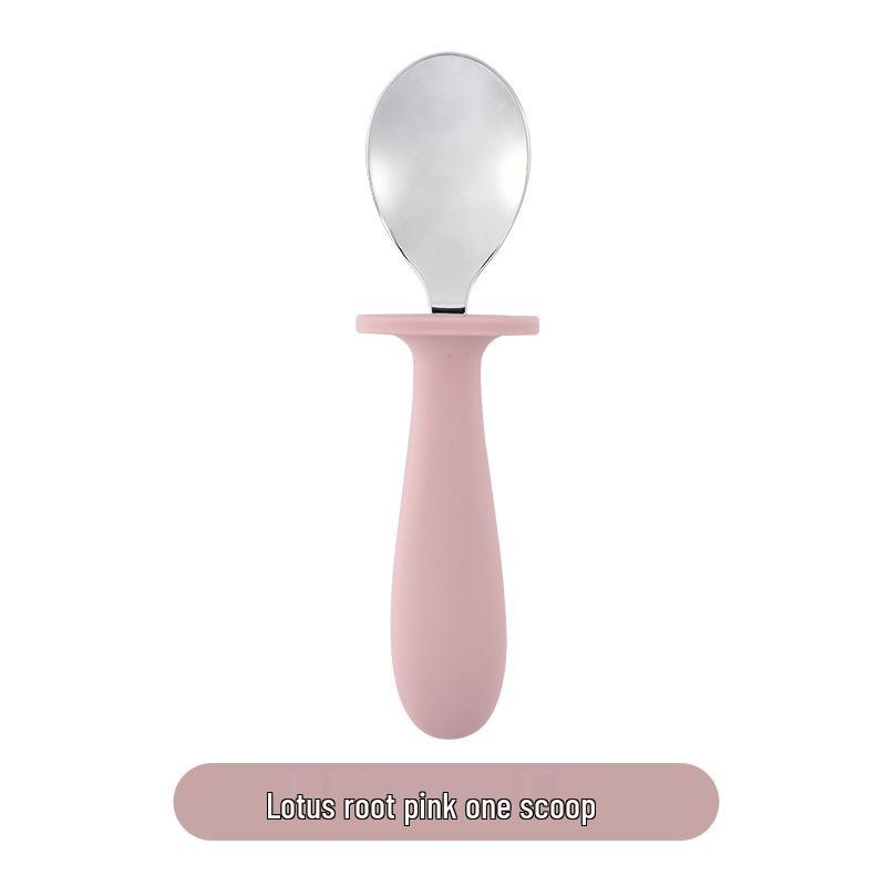 304 Stainless Steel Baby Feeding Set: Long-Handled Silicone Fork & Spoon