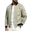 Men Faux‑Suede Bomber Jacket, Snap‑Button Front Contrast Ribbed Collar Cuffs Hem Zippered Sleeve Pocket Side Hand Pockets Casual Streetwear Outerwear