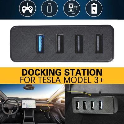 Docking Station para Tesla New Highland Glove Box USB Hub Expansion Dock Carregamento rápido Novo Model3 Acessórios para carro 2024