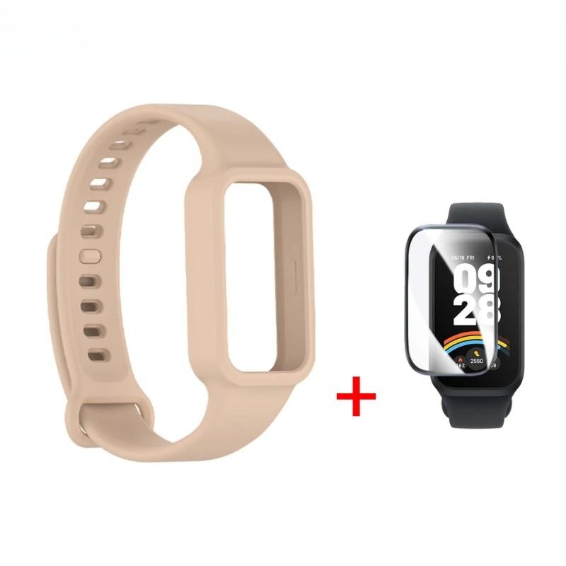 

Силиконовый ремешок + защитная пленка для Xiaomi Mi Band 9 Active / Redmi Band 3 Ремешок Сменные ремешки Аксессуары MiBand 9 Active+film розовый