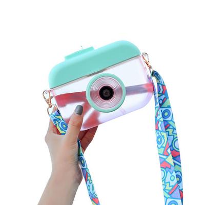 400ML Cute Camera Shape Water Cup Kids Water Bottle With Straw Drinking Water Jug with Adjustable