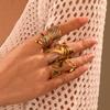 GEMCHIC Women's Geometric Irregular Stainless Steel Rings Gold Plated Fashion Statement Jewelry