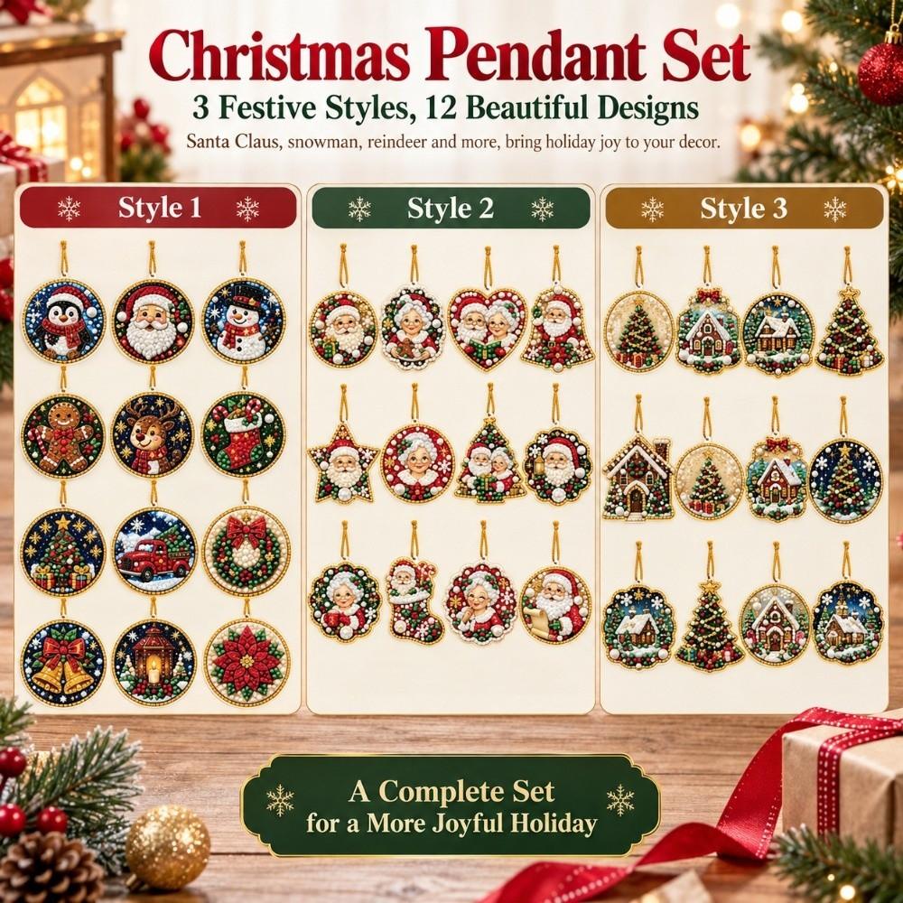 Pearl Christmas Hanging Ornaments Acrylic Board Rhinestone Decoration Set Fireplace Wreath