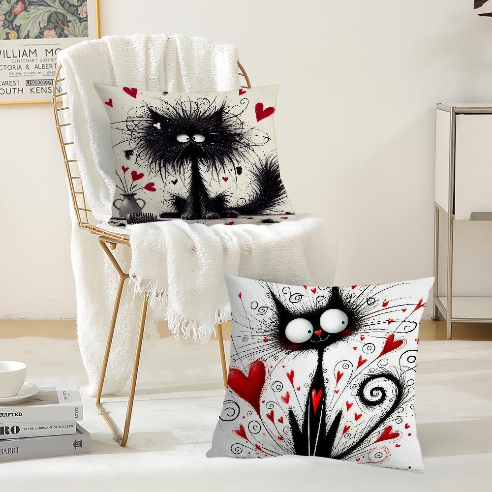 Scruffyl Black Cat Pillow Case Suitable For Bedrooms Living Rooms Cars Home Decoration