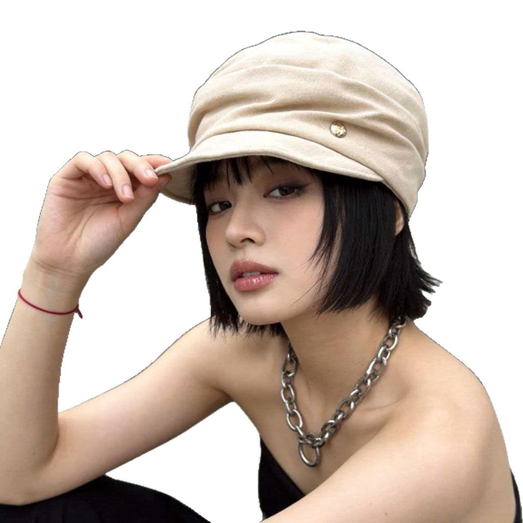 New cotton and linen flat top soft brim equestrian hat adjustable casual simple literary retro versatile hat newsboy hat