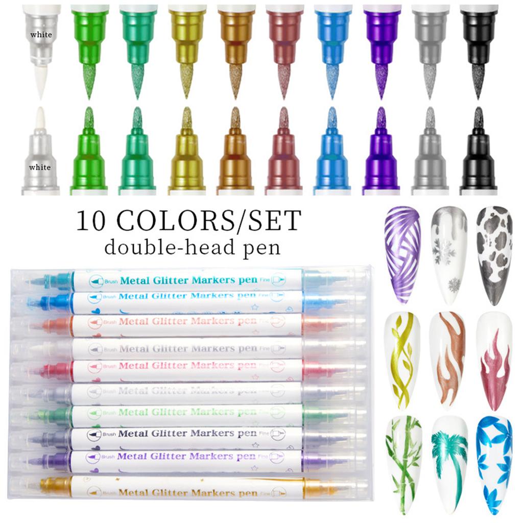 10Colors 0.5mm Nail Pen Set Pen Acrylic Paint Pens For Nail Design Manicure DIY Decoration 10ML