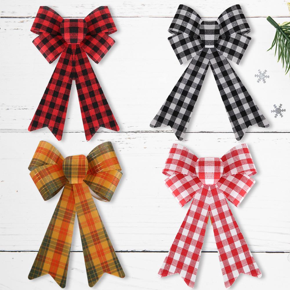 Small Pvc Charming Christmas Bow In Red And White Checkered Design For Decor Festive