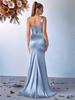 Elegant Women's One-Shoulder Spaghetti Strap Long Evening Gown
