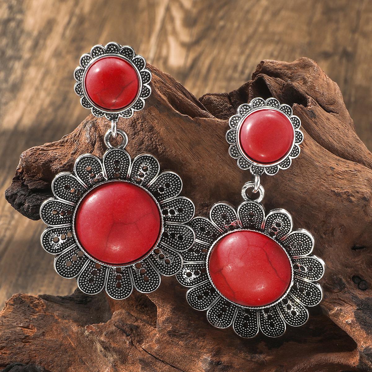 BLINGBAY женские серьги-подвески богемные винтажные бирюзовые этнические серьги женские индивидуальные серьги-подсолнухи для девочек на вечеринку, день рождения, ювелирные изделия в подарок