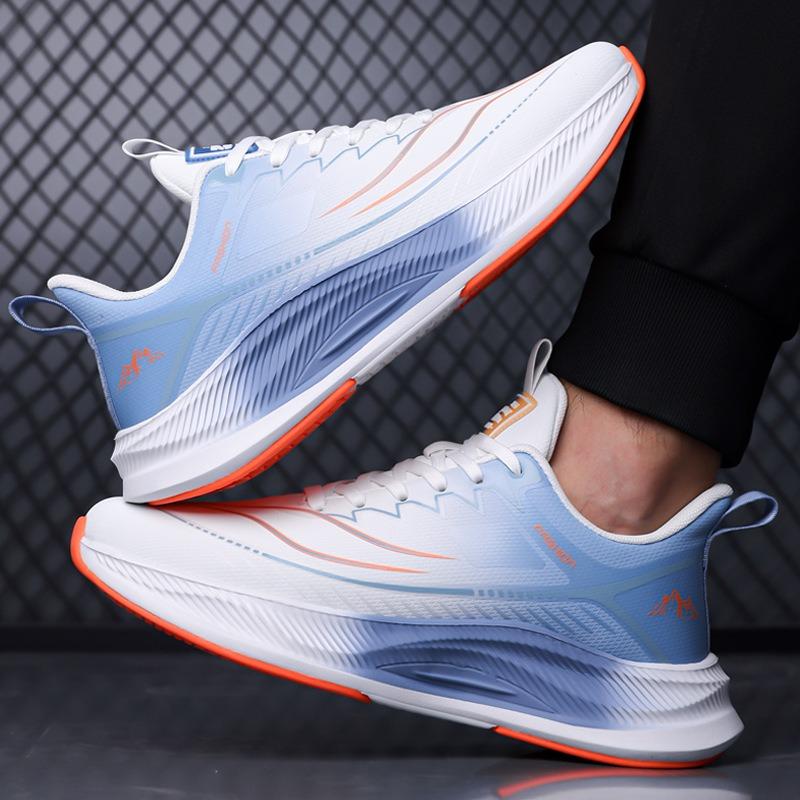 Men's Gradient Running Shoes Breathable Lace-Up Cushioned Sole Sports Sneakers