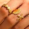 Stainless Steel Metal Hollow Line Texture Open Rings For Women Minimalist Gold Color Irregular Geometric Adjustable Ring Jewelry