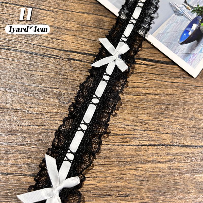 1Yard Bow Pleated Lace Trim Handmade Diy Decoration Baby Clothes Skirt Hem Clothing Lace Accessories Curtains Home Decoration