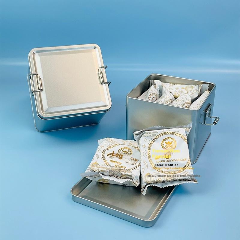 Quadratische Blechdose Keksdose mit Deckel Staubdicht Heimküche Desktop Aufbewahrungsblech Langlebige Schnalle Eisenbox