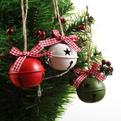Christmas Iron Round Bell Decoration Accessories Twine Holly Berry Christmas Bell Pendant