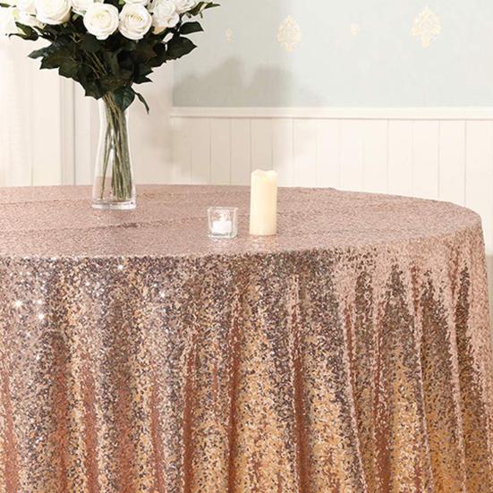 Tablecloth Round Shape Stunning Sequins Reusable Tablecloth Scratch-Resistant Breathable Stain-Resistant Table Cover