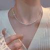 Broken Silver Love Square Necklace Women'S Light Luxury Fashion Cold Wind Collarbone Chain Niche Design Collarbone Chain