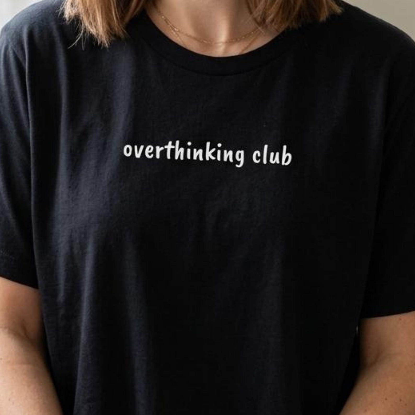 Overthinking Club Shirt, Aesthetic Mental Health Tee, Anxiety Shirt, Minimalist Text T Shirt, Soft Girl Outfit, Relatable Gift 4XL