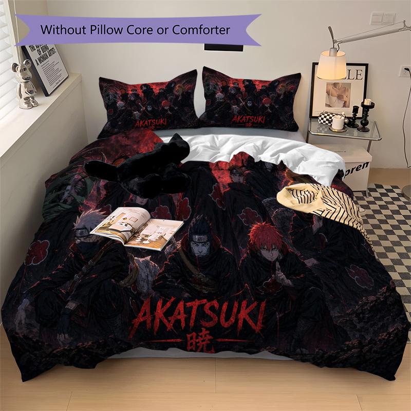 Akatsuki Group Bedding 3 Piece Set HD Print Duvet Cover Pillowcases for Teens Adult Bedroom Decoration Christmas Gift