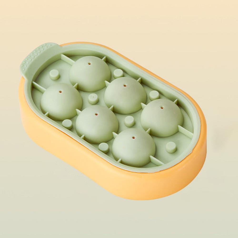 

1 шт. Форма для шести кубиков льда Силиконовая форма для льда Домашний замороженный шарик Контейнер для льда Без протечек Круглая форма для кубиков льда зелёный