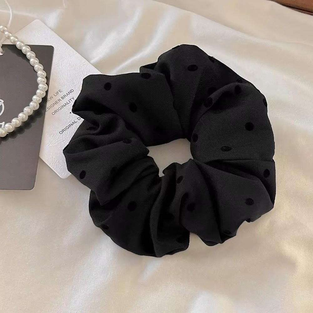 Cotton Elastic Hair Rubber Band Big Size Bow Dot Pattern Ponytail Holder Headwear Satin Material Hair Accessories
