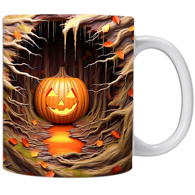 3D Pumpkin Pumpkin Spooky Ceramic Coffee Mark Cup Tea Cup Halloween Halloween Boo