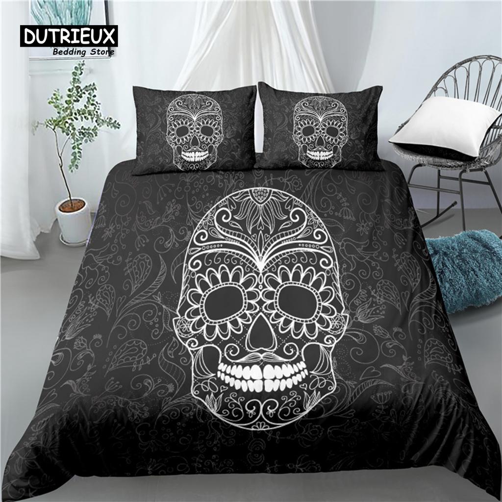 Home Living Luxury 3D Horror Skull Print 2/3Pcs Comfortable Duvet Cover PillowCase Bedding Sets Queen and King EU/US/AU Size