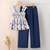Mädchen-Frühling/Sommer 2026 Blumen-Camisole und Weitbein-Hosen-Set