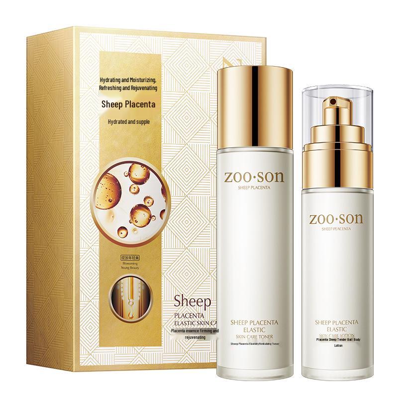 Leftcent Placenta Rejuvenating Double Protection Skincare Set: Hydrating, Moisturizing, Pore-Minimizing, Non-Greasy Water and Emulsion