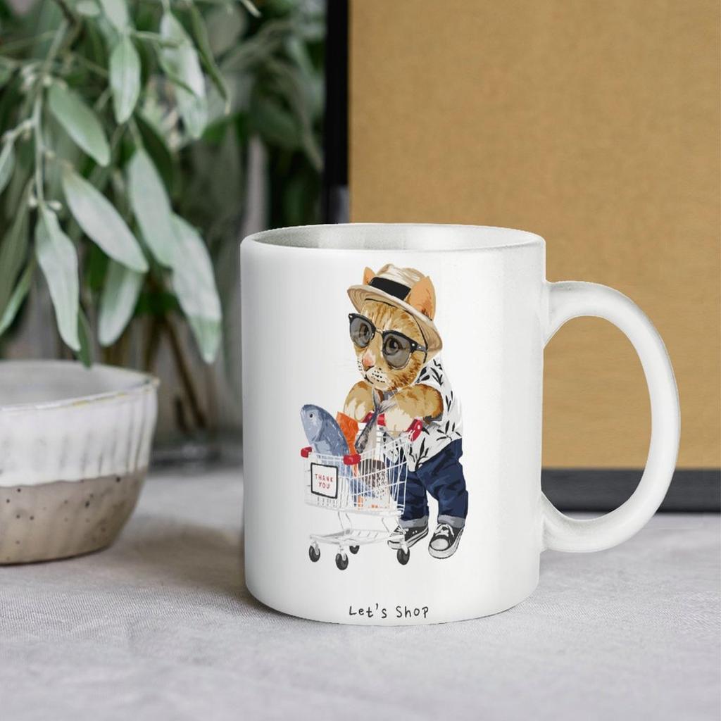 1 Förpackning 11oz Vit Keramisk Mugg Med Tydligt Dubbelsidigt Tryckt Konstverk Pålitlig Kaffekopp För Hemmakontor Presentanvändning