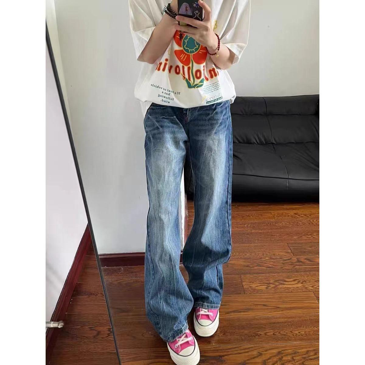 

Американские молниеносные рваные джинсы: Модный облегающий свободный крой, длина до пола, прямой крой штанин XL