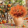 Artificial Fall Flowers UV Resistant Fake Violets Maple Leaf Picks Orange Realistic Faux Plants for Autumn Thanksgiving Home Indoor Outdoor Decoration