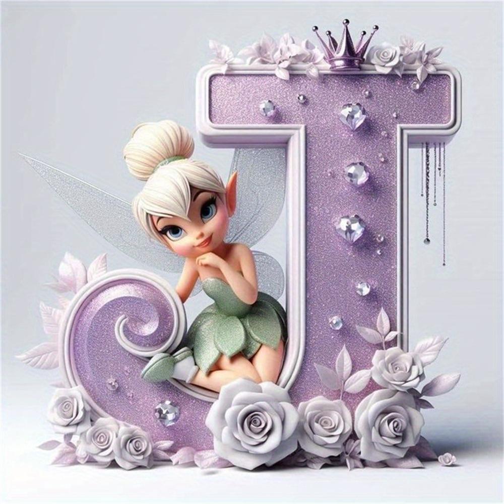 

Disney Cartoon Diamond Painting Tinker Bell Princess 26 Letters Rhinestone Pictures Diamond Mosaic Butterfly Craft Kits Wall Art Round 20x20cm