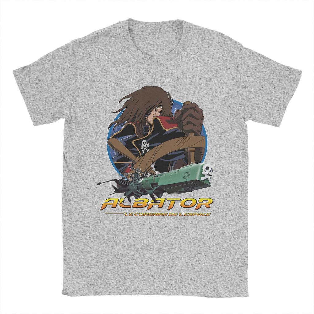 Space Pirate Captain Harlock Albator T Shirt Men's Pure Cotton Vintage T-Shirt O Neck Tee Shirt Short Sleeve Tops Gift Idea
