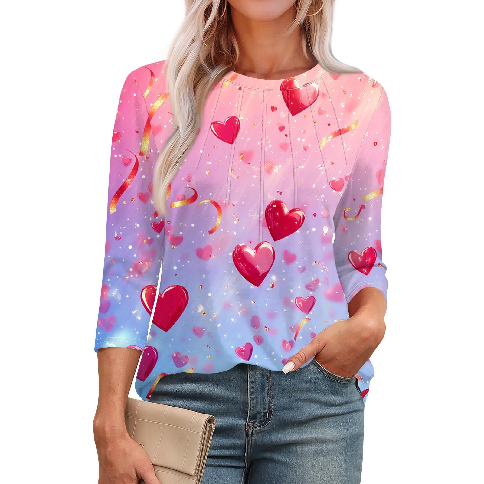 

Женская модная футболка с круглым вырезом и рукавом 3/4 с принтом, повседневная, базовая, плиссированная, пуловер L