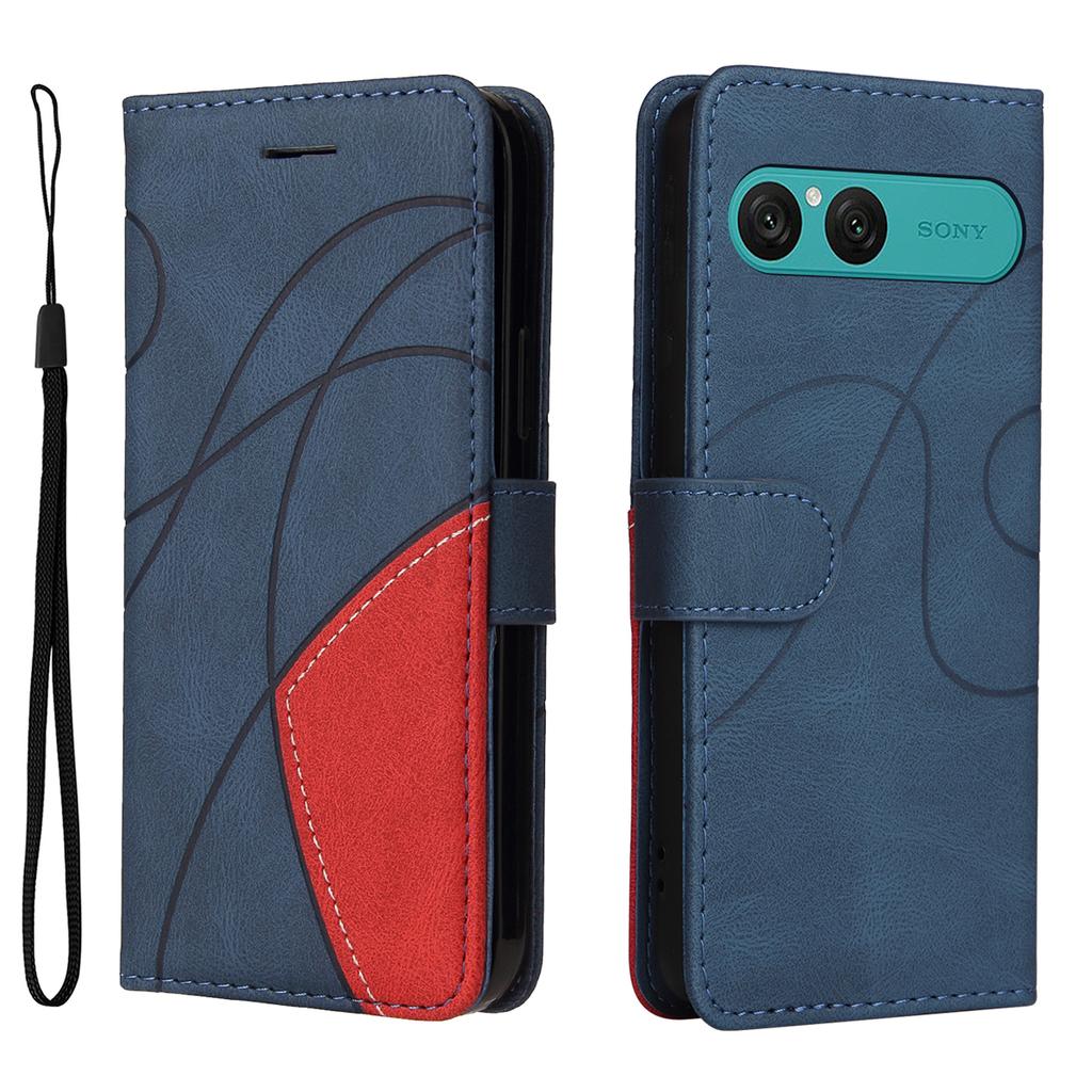 For Sony Xperia 10 VII Leather Phone Case Stand Wallet with Bi-colour Splicing Design