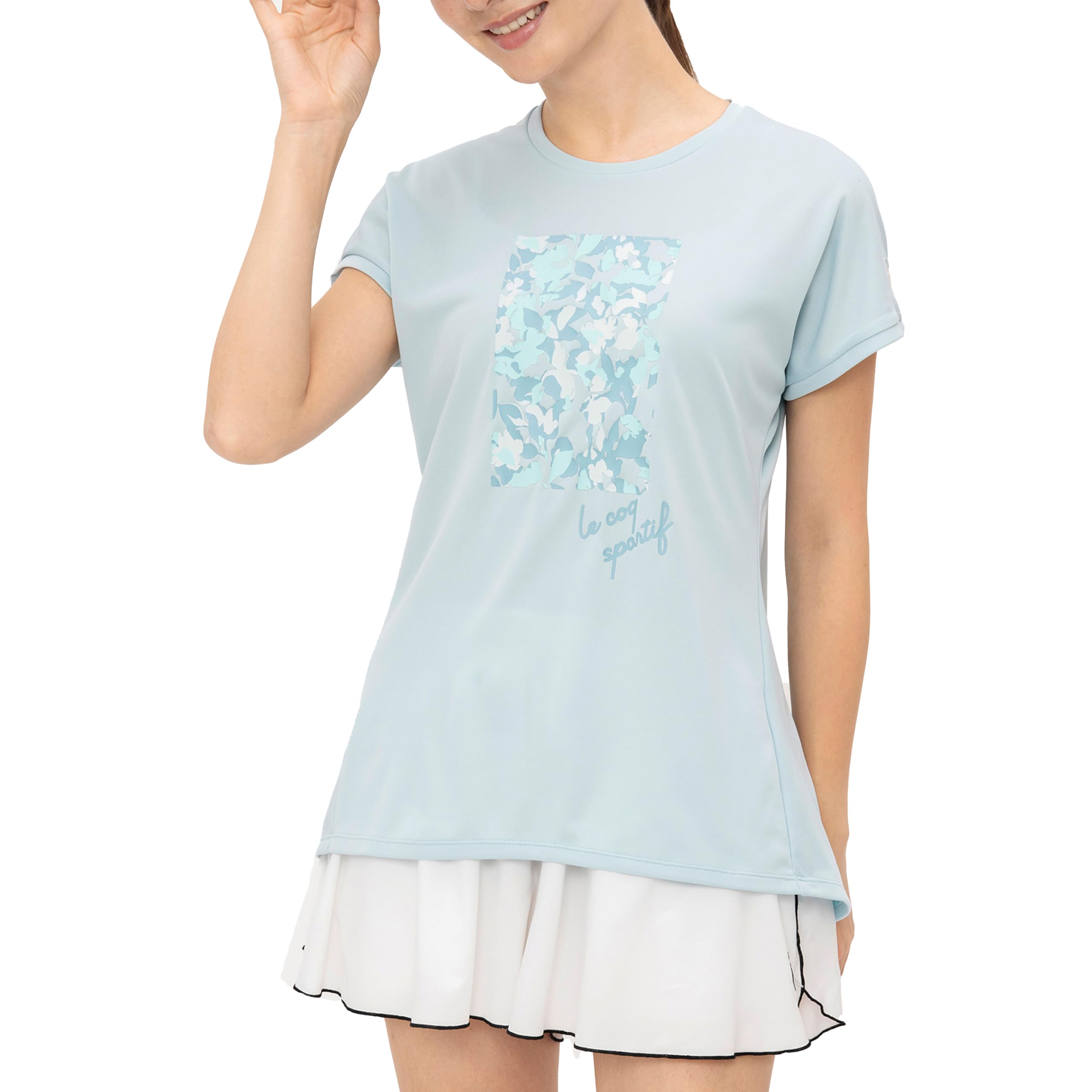 

Coq Теннис Футболка с коротким рукавом, уменьшающая пятна от пота, для тренировок, синяя [Le Sportif], Футболка, Женская, L, Женская,