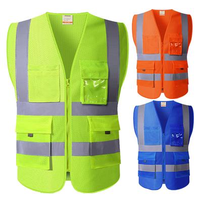 Hi Vis Viz Excutive Vest High Visibility Reflective Mesh Vest Multi-Pocket Safety Vest With Reflective Stripes Mens Summer Vestl