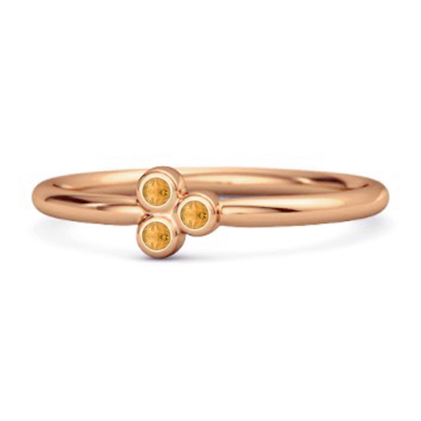 Citrine Three Stone Modern Trio Ring - 925 Sterling Silver Rose Gold Vermeil 10 ярко-розовый