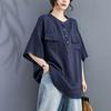 DIMANAF 2026 Plus Size Summer Women Blouse Shirts Casual Lady Tops Tunic Shirt Vintage Oversize Loose Tees Linen