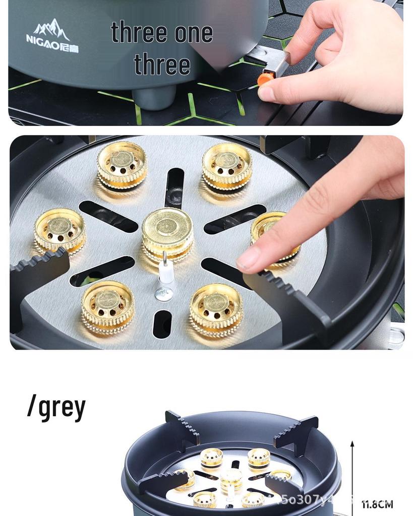 Seven Star Portable Windproof Gas Camping Stove - Split Design with Card-Type Ignition
