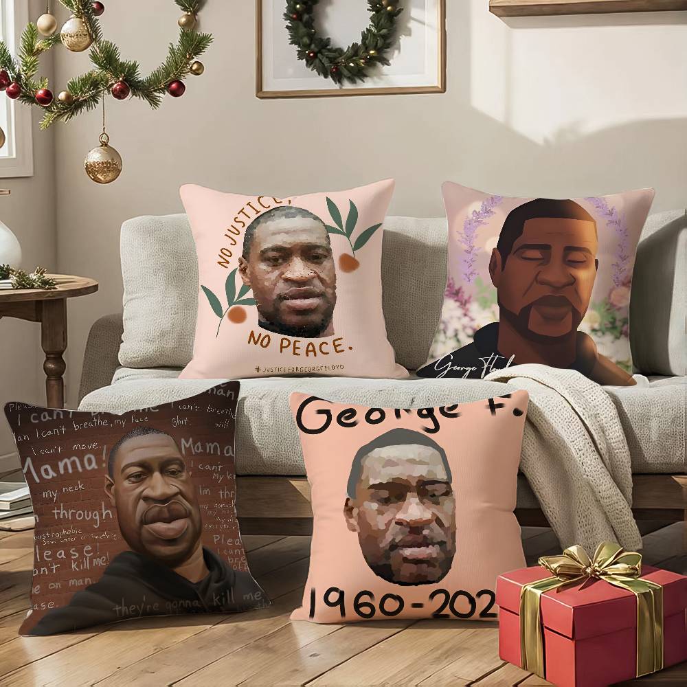 Famous G-George F-Floyd Pillow Case Anti-dustmite Pillowcase Invisible Zipper Silky Short Plush Sofa Cushion Cover